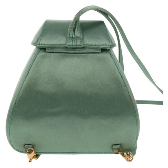 GUCCI Horsebit Backpack Satin Turquoise Blue Gold 005 781 0316 Auth am9199A - Picture 2 of 16